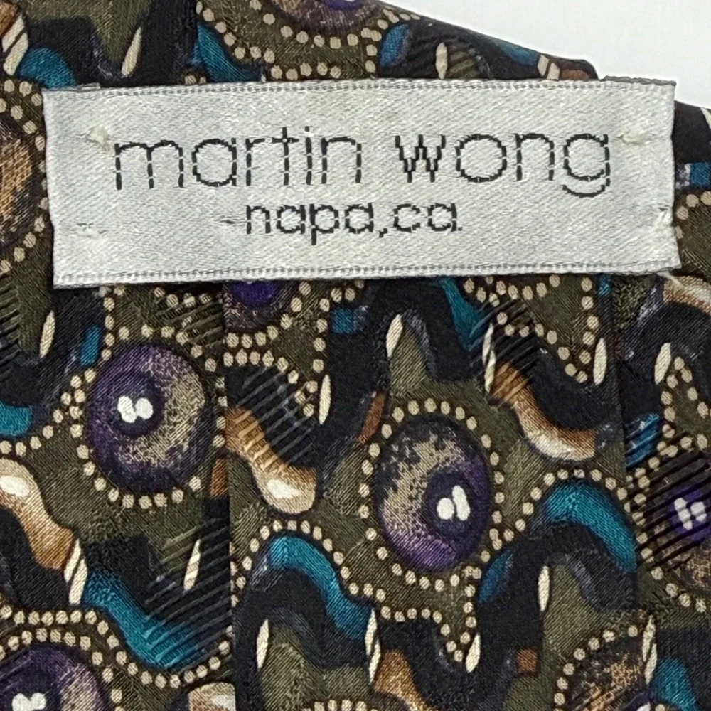 Martin Wong Necktie OS Silk Abstract Geometric Retro 90s Art Deco Maximalist Tie